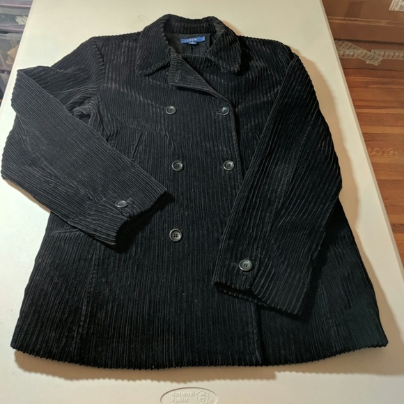J. Crew Jackets & Blazers - J. Crew Black Corduroy Double Breasted Coat Size L
